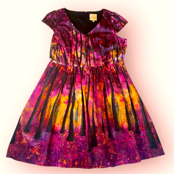 Modcloth Dresses & Skirts - NWOT ModCloth cap sleeve purple forest print dress